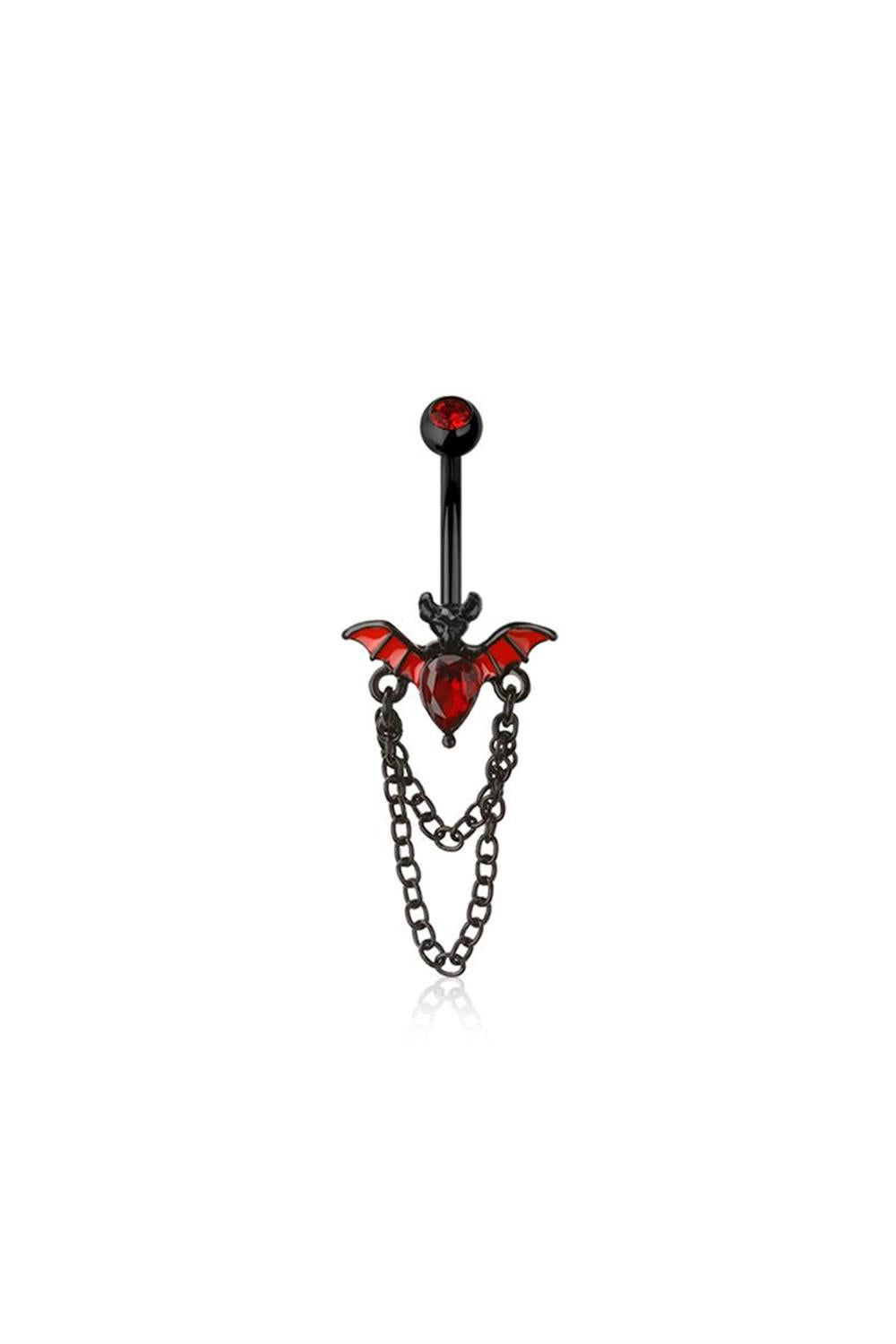 14G SURGICAL STEEL BAT CHAIN DANGLE (10MM) BELLY BUTTON NAVEL RING